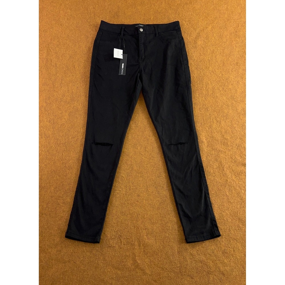 Fashion Nova Womens 1X Black Canopy Distressed Knee Skinny Jeans NWT